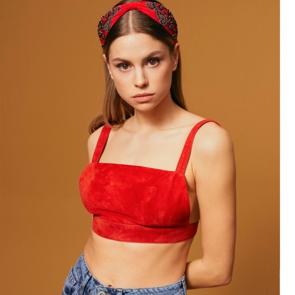 REAL Suede crop top bra tie in the back - Picture 2 of 6